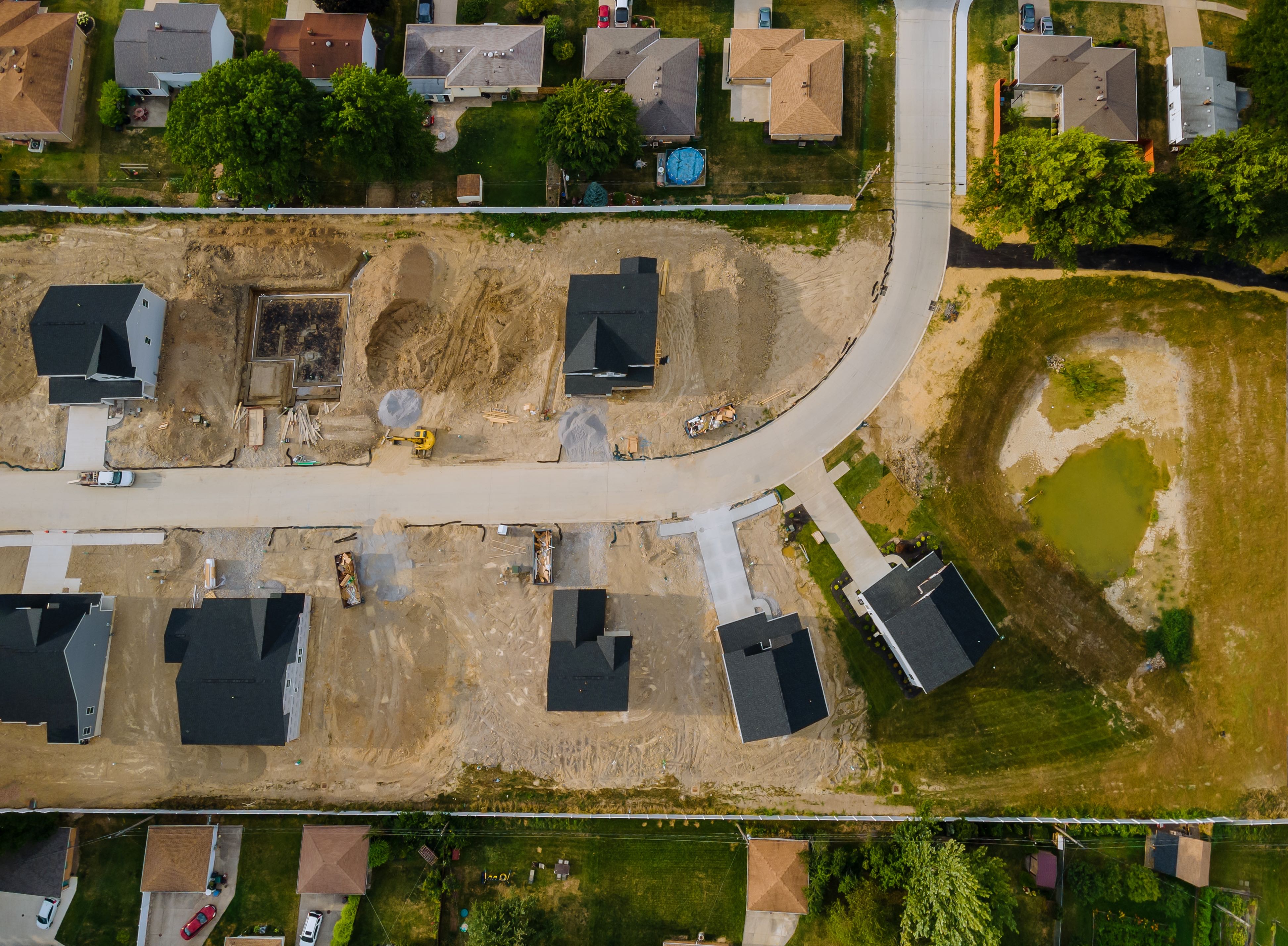 Trinity Park, Lewisham — aerial of a development under construction.
